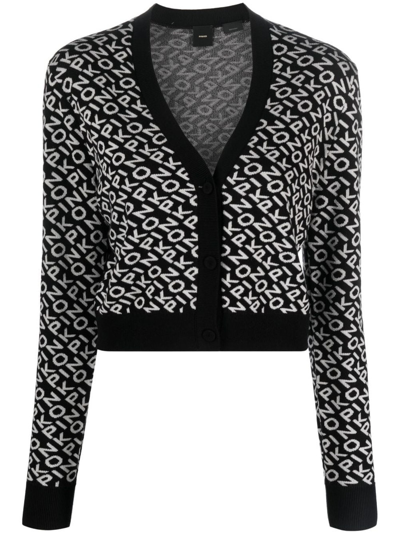 logo-jacquard cardigan 1