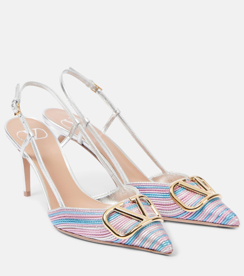 VLogo Signature 80 leather slingback pumps 1