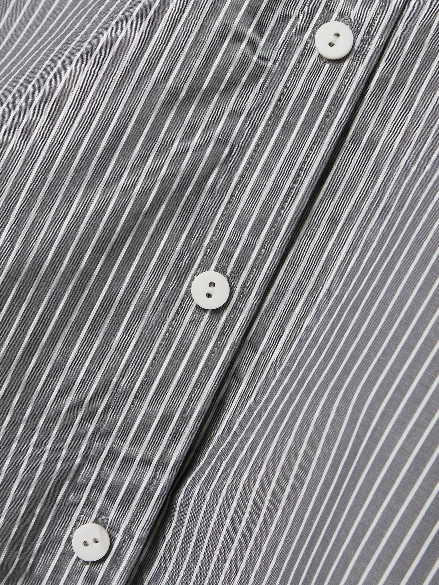 Cropped striped organic cotton shirt Gray - 4