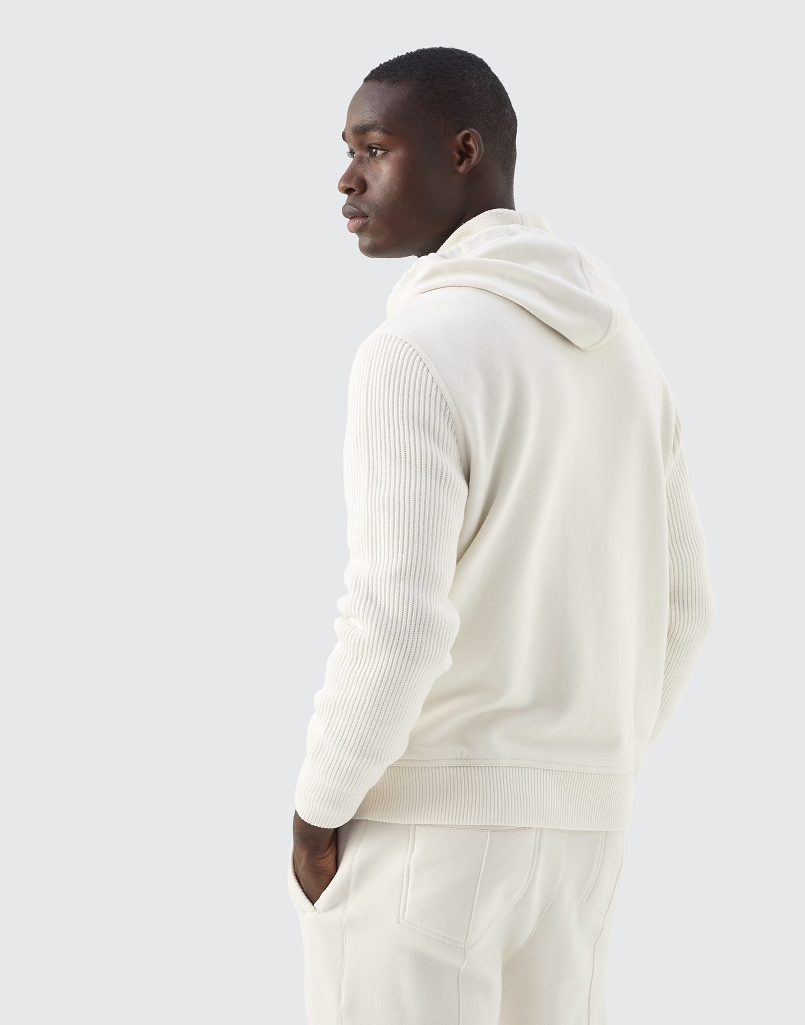 Brunello Cucinelli cotton drawstring hoodie - White