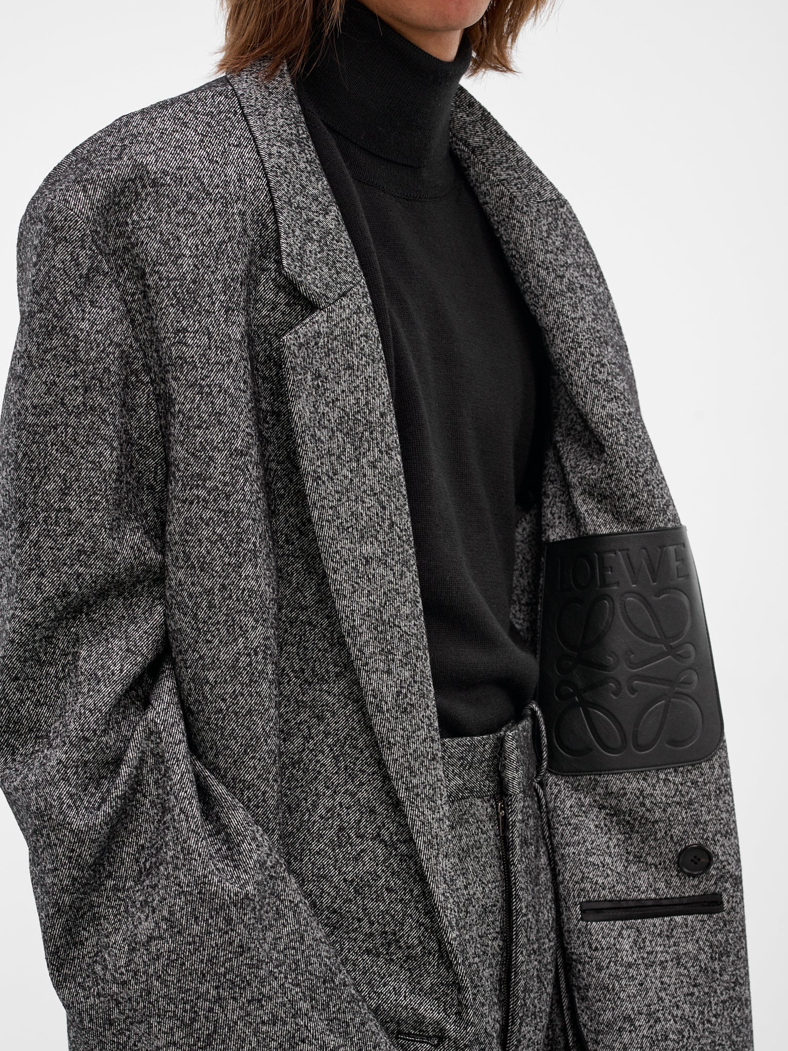 Gray Twill Double-Breasted Coat - 5
