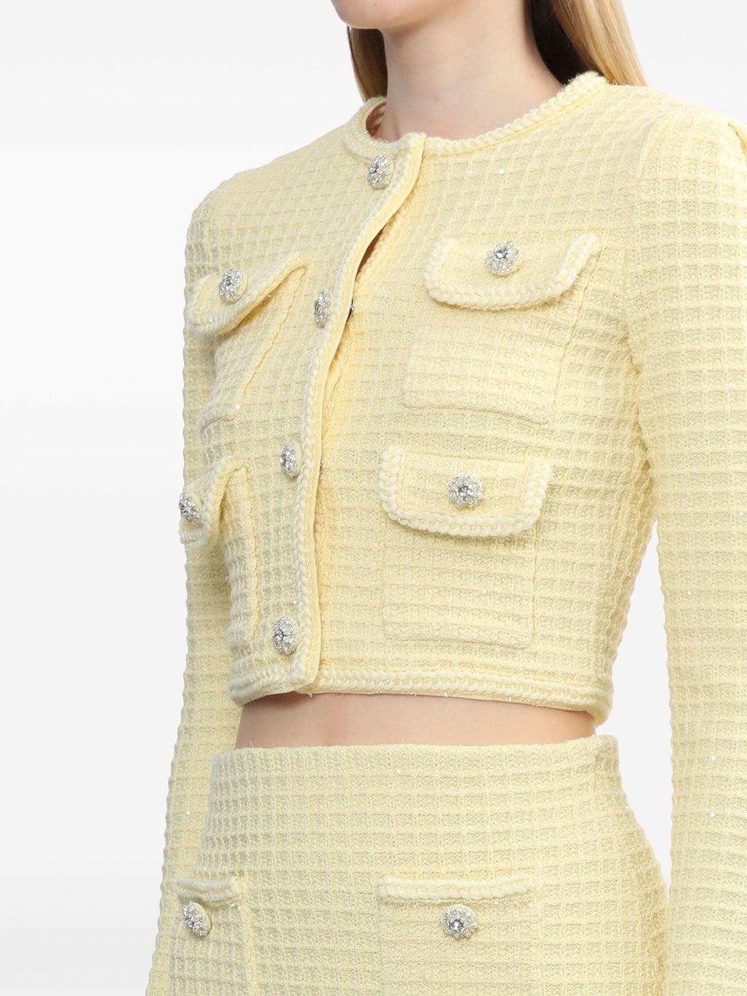 Yellow Textured Knit Jacket - 5