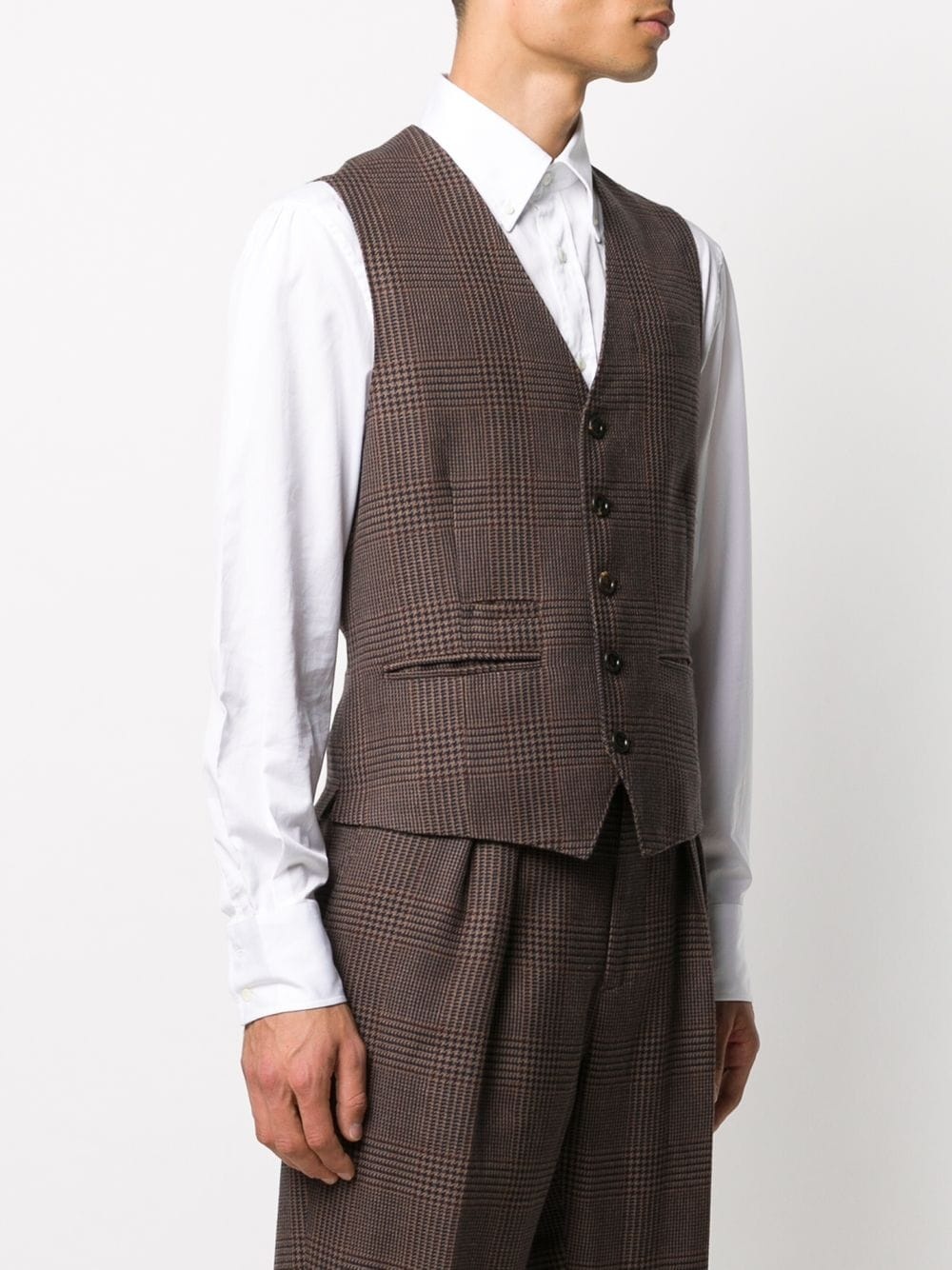 checked tailored waistcoat  - 3