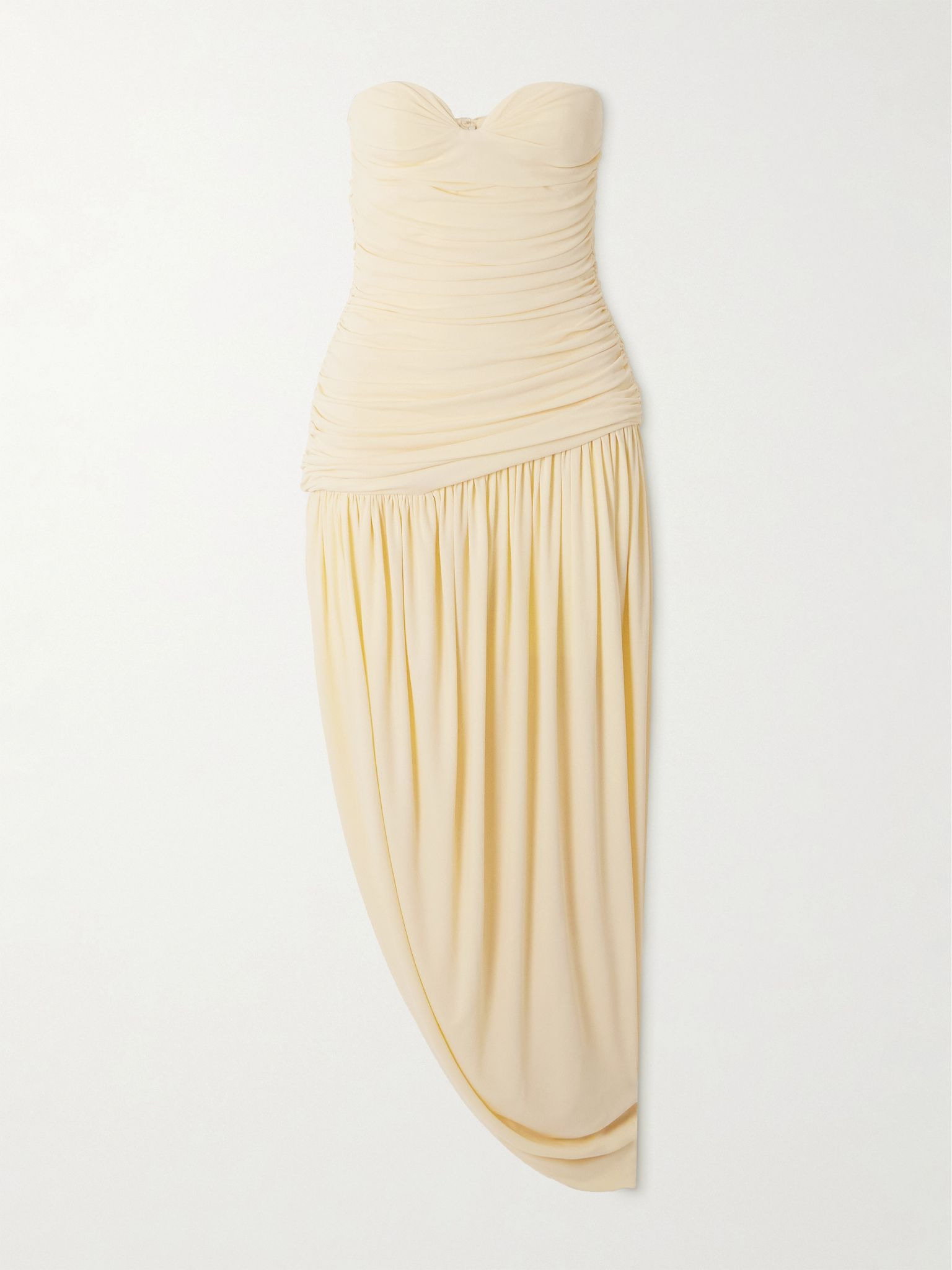 Ruched crepe-jersey dress Cream - 1