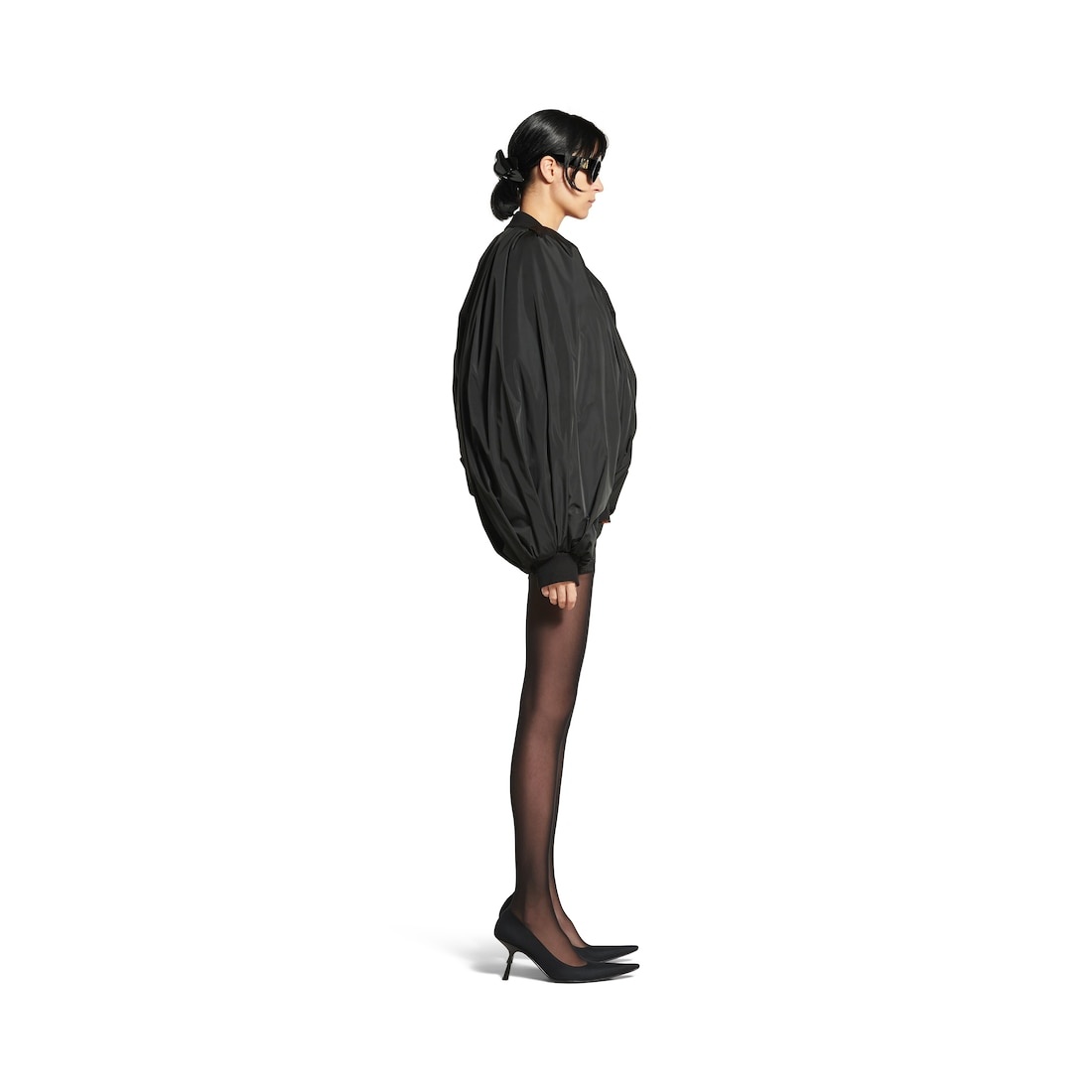 Women's Draped Bomber in Black - 3