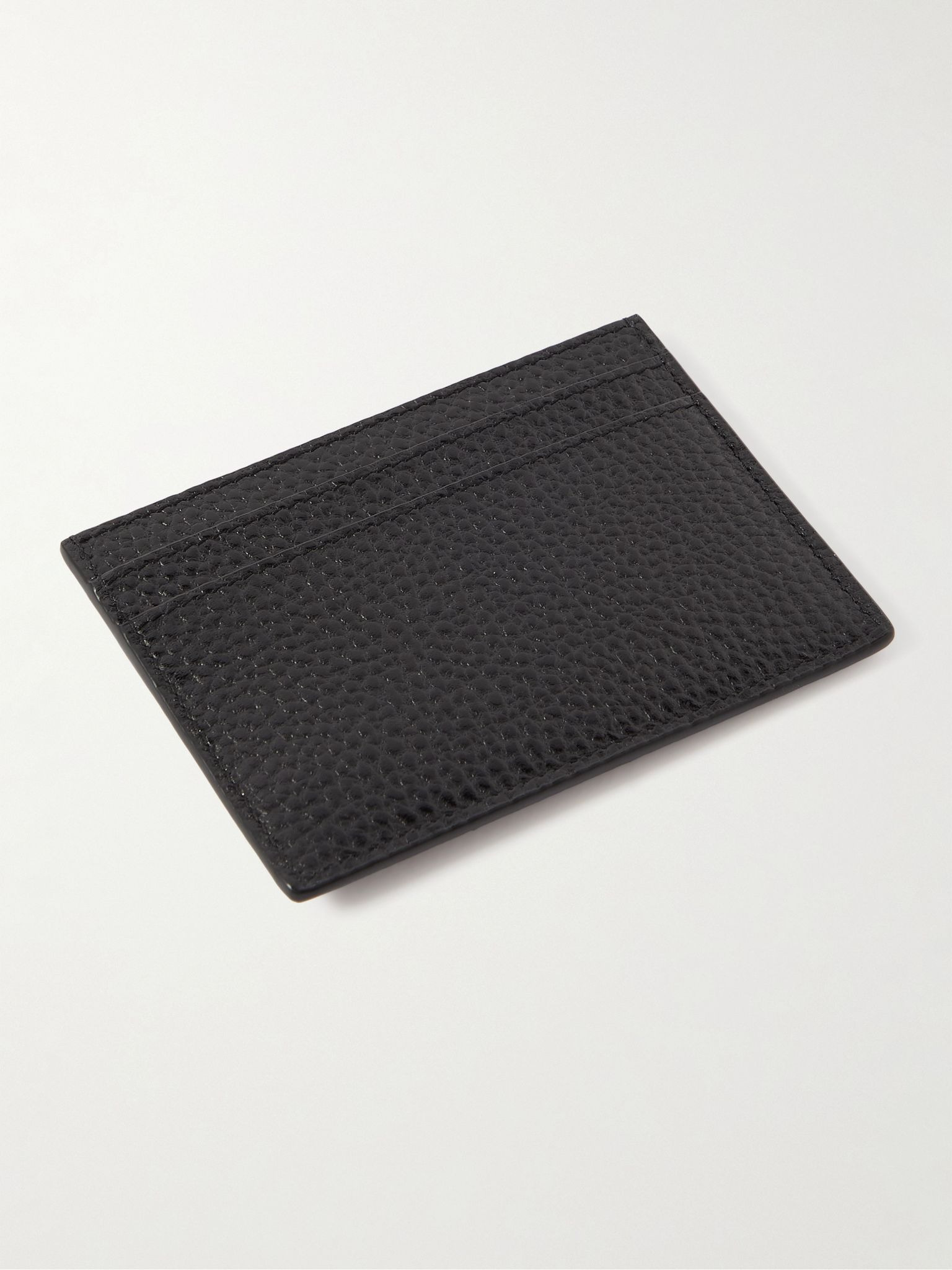 Tiny Cassandre Logo-Appliquéd Full-Grain Leather Cardholder Black - 2