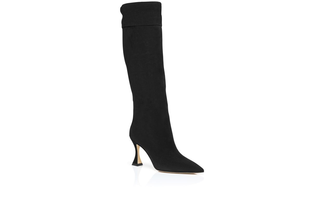Black Suede Knee High Boots - 3