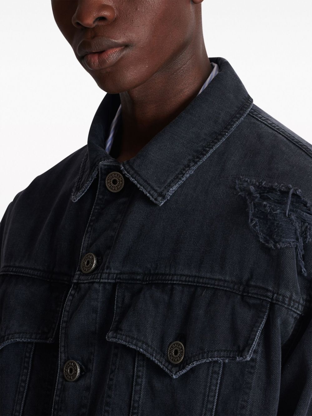 ripped-detail denim jacket - 5