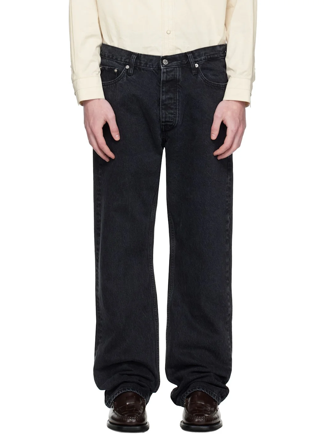 Black Relaxed Bootcut Jeans - 1
