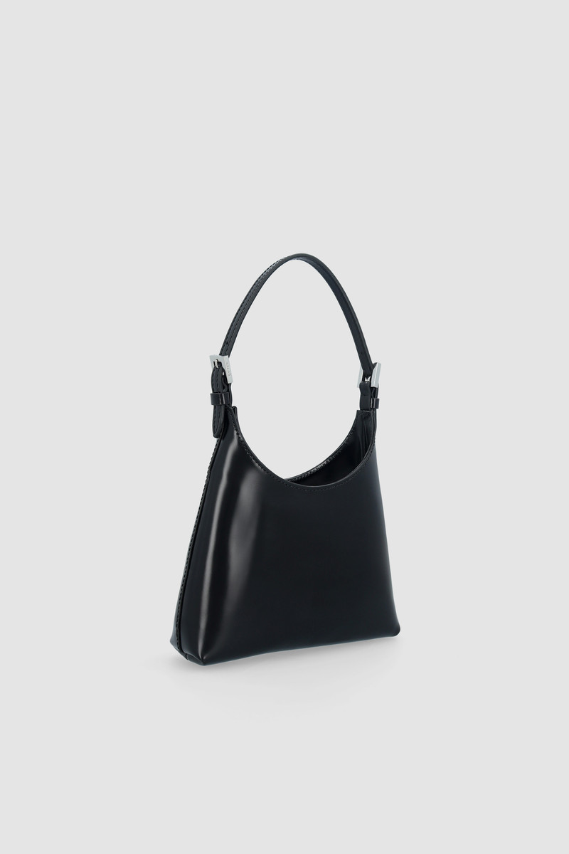 BY FAR BABY CAMRYN BLACK SEMI PATENT LEATHER TOP-HANDLE BAG outlook