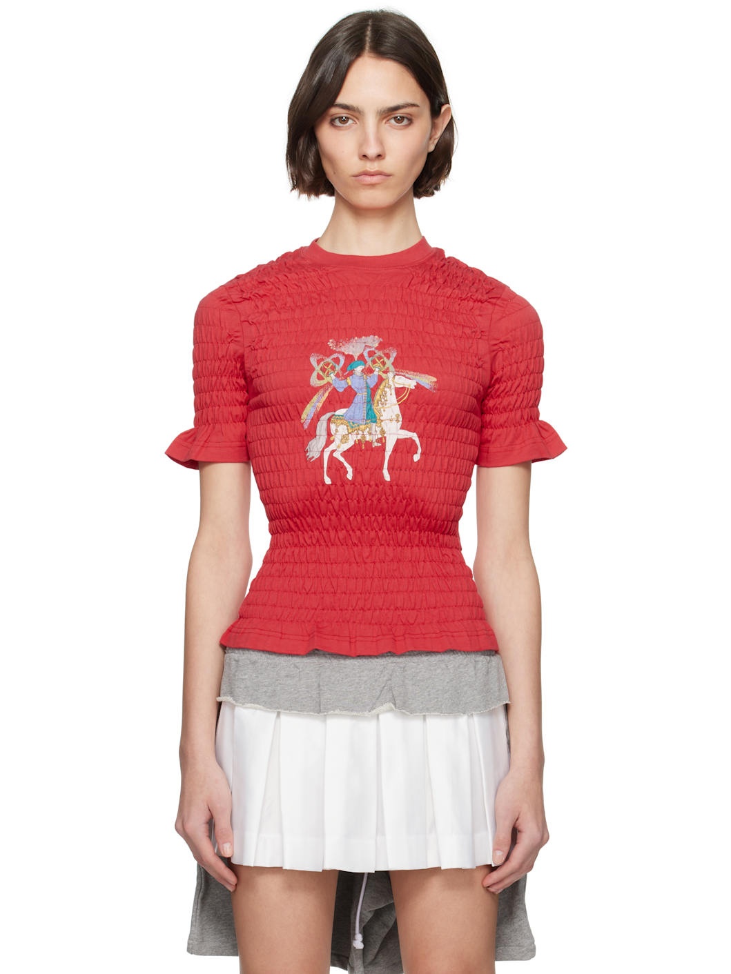 Red Camelot Shirred T-shirt - 1