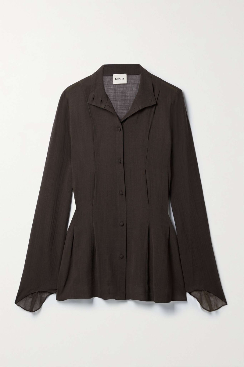 Miles pleated wool-blend voile shirt 1