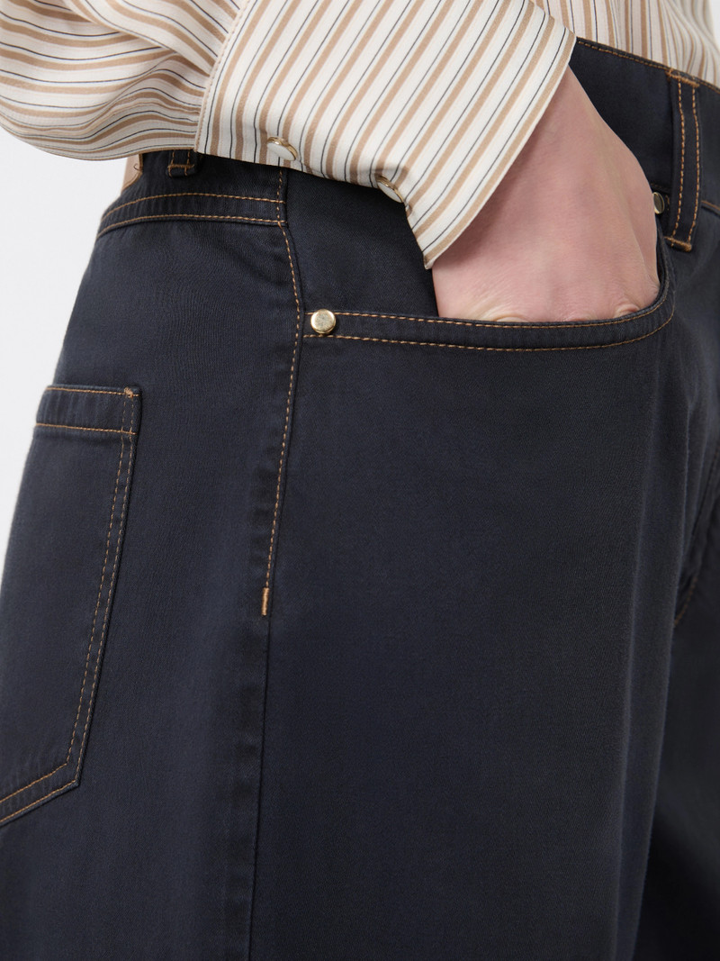 FATUO Cotton satin baggy trousers - NAVY 5