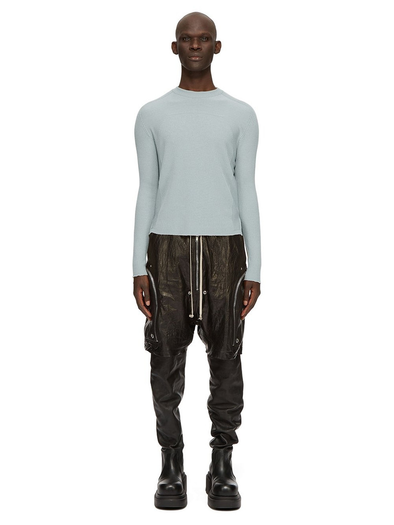 Rick Owens Blue Porterville Ribbed Geo Sweater outlook