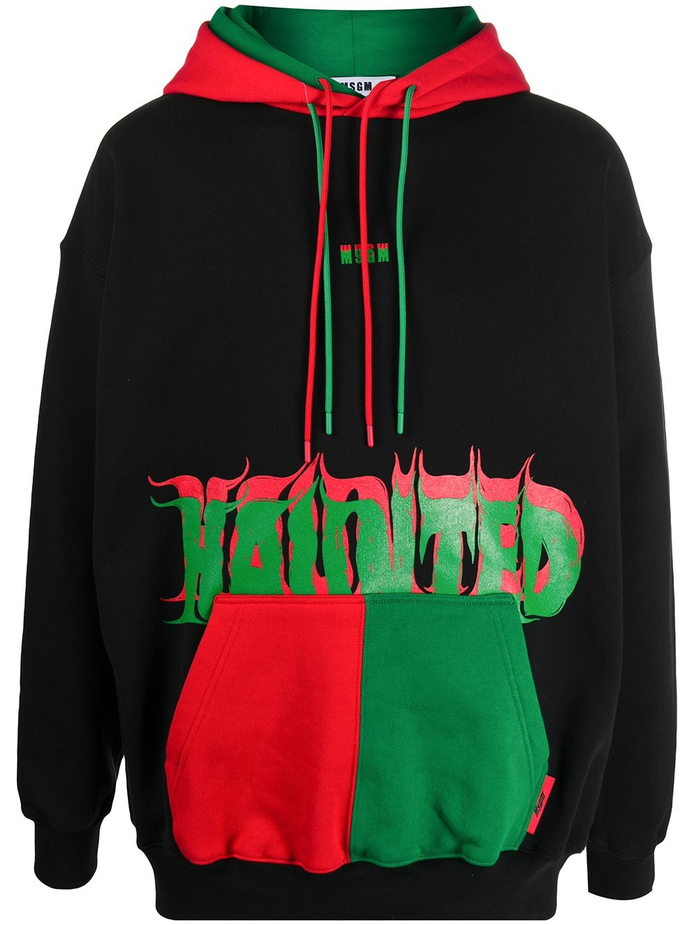 colour-block Haunted print hoodie - 1