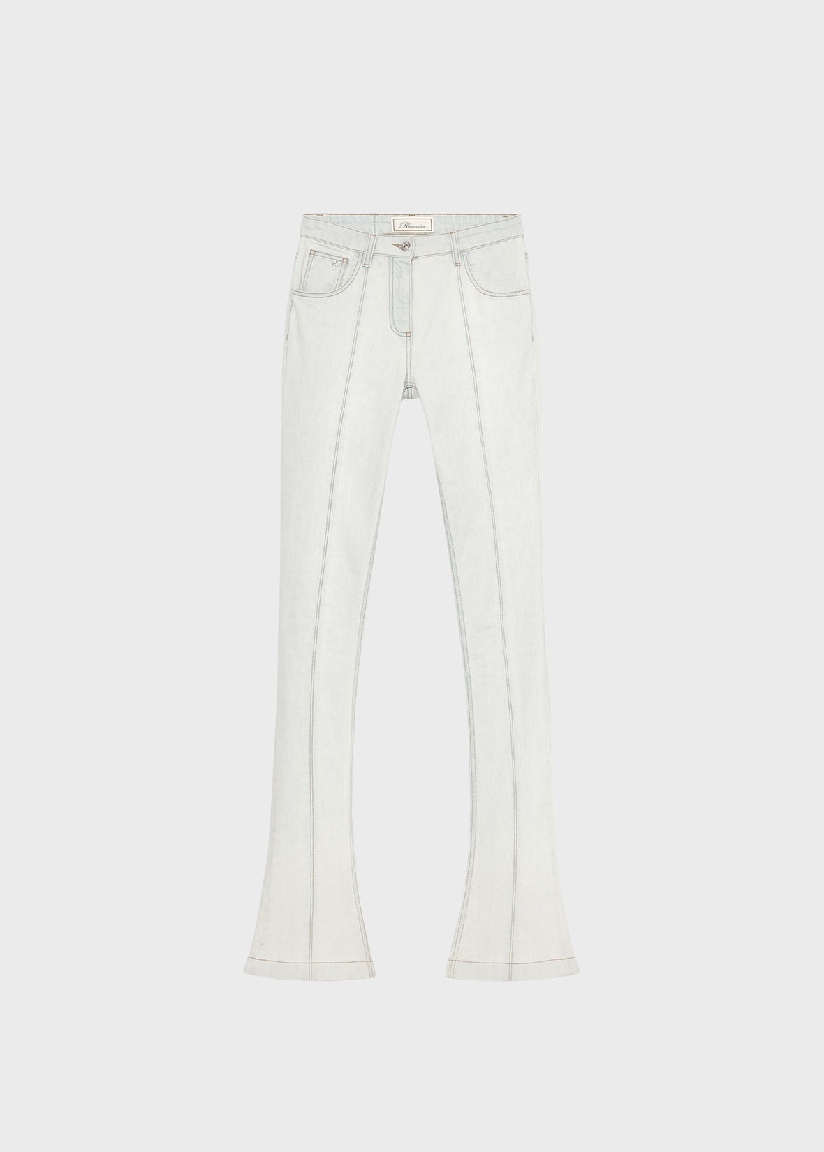 BLEACHED DENIM JEANS WITH BOTTOM ZIP - 1