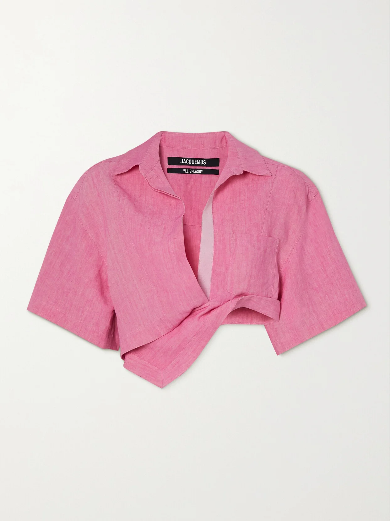 Capri Asymmetric Cropped Twisted Linen Shirt - 1