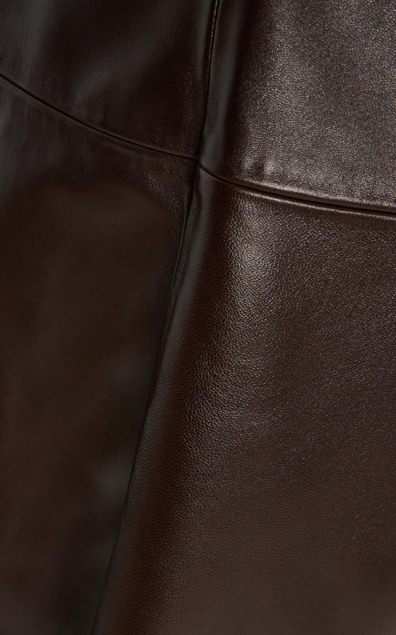 The Preston Flared Leather Midi Skirt brown 7