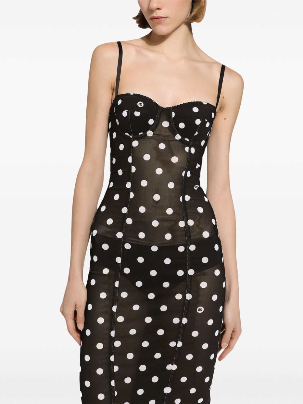 polka-dot corset midi dress - 5