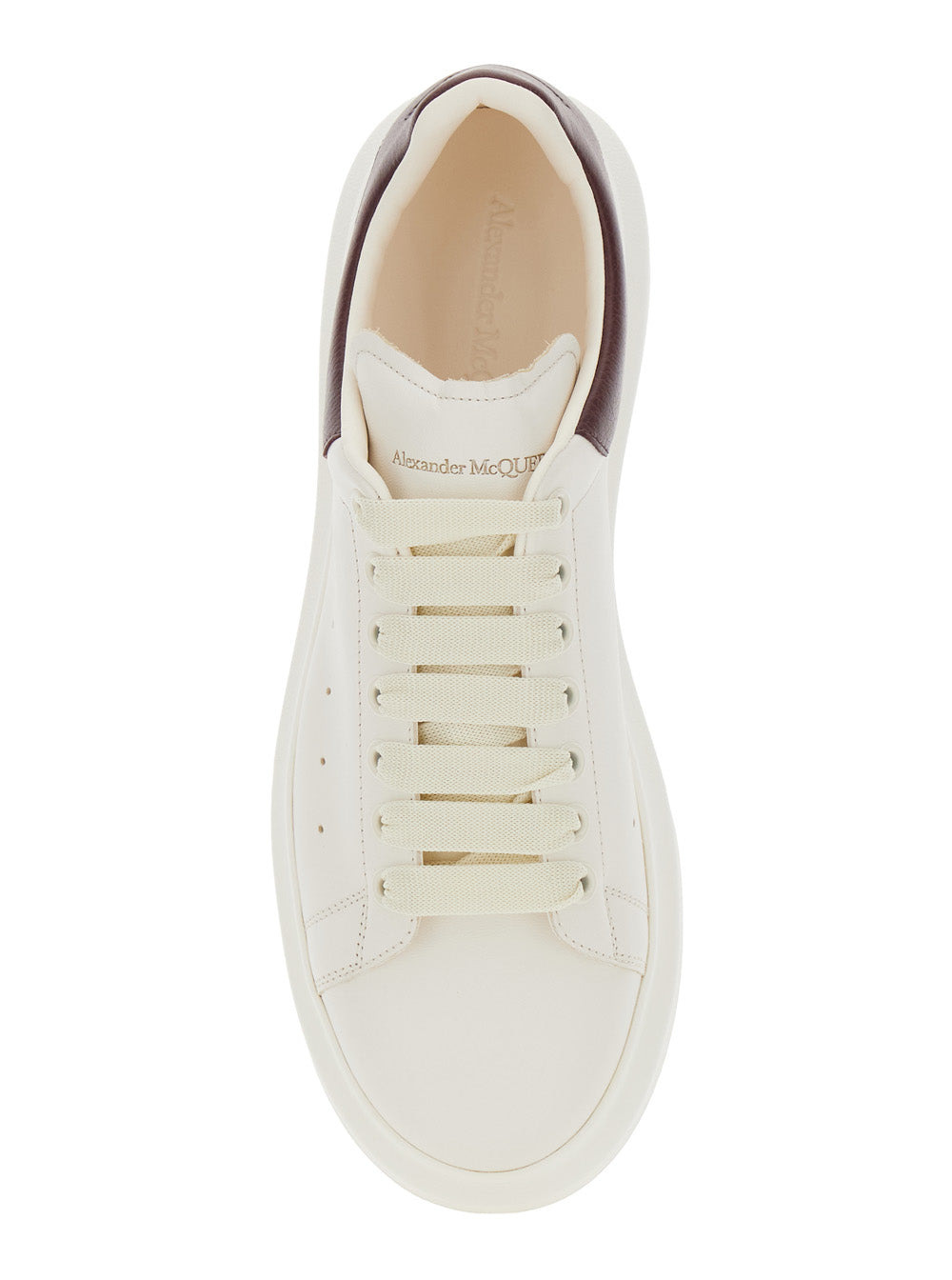 Alexander Mcqueen Men White Low-Top Sneakers With Chunky Sole And Brown Contrasting Heel Tab In Leat - 4