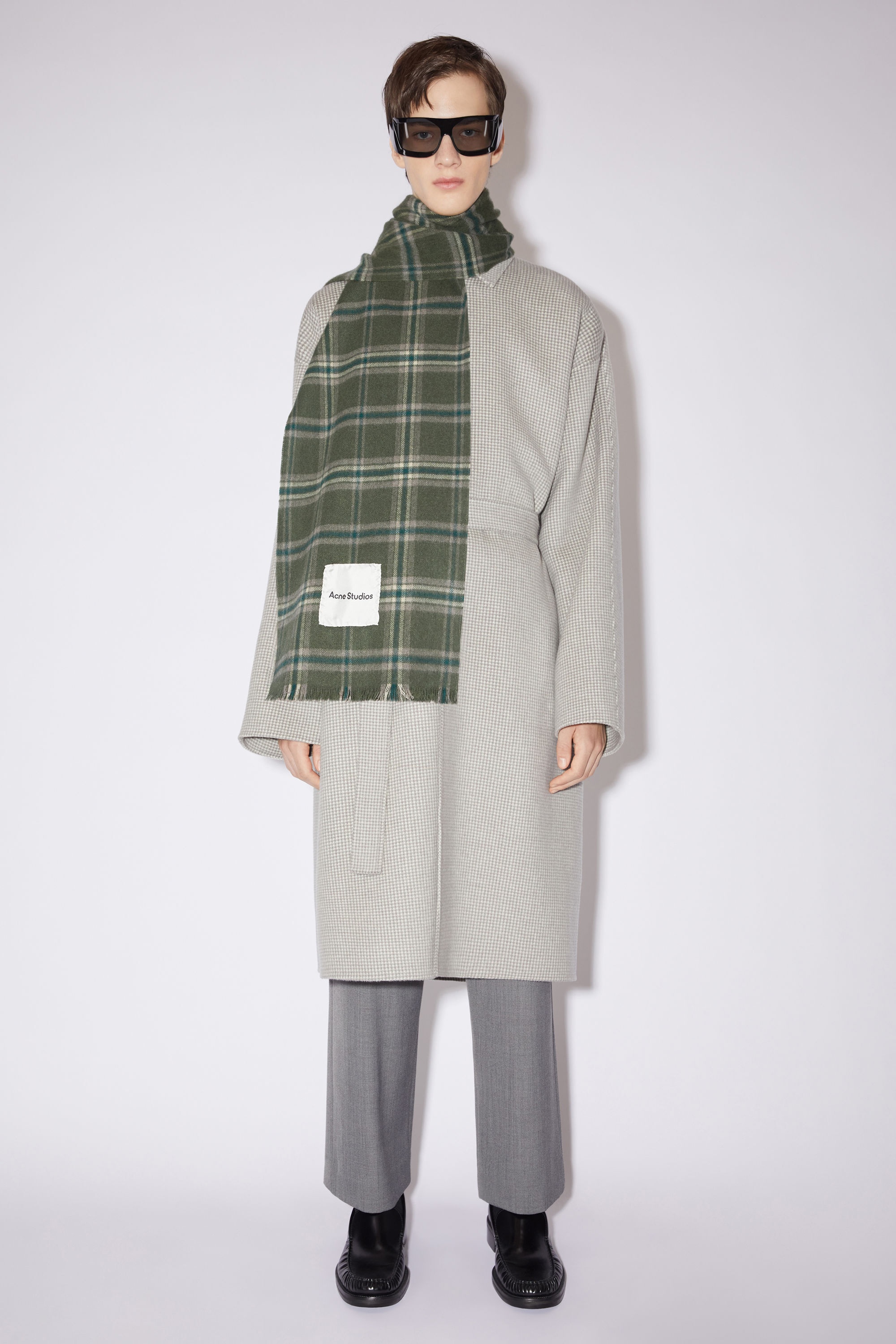Plaid cashmere scarf - Forest green - 3