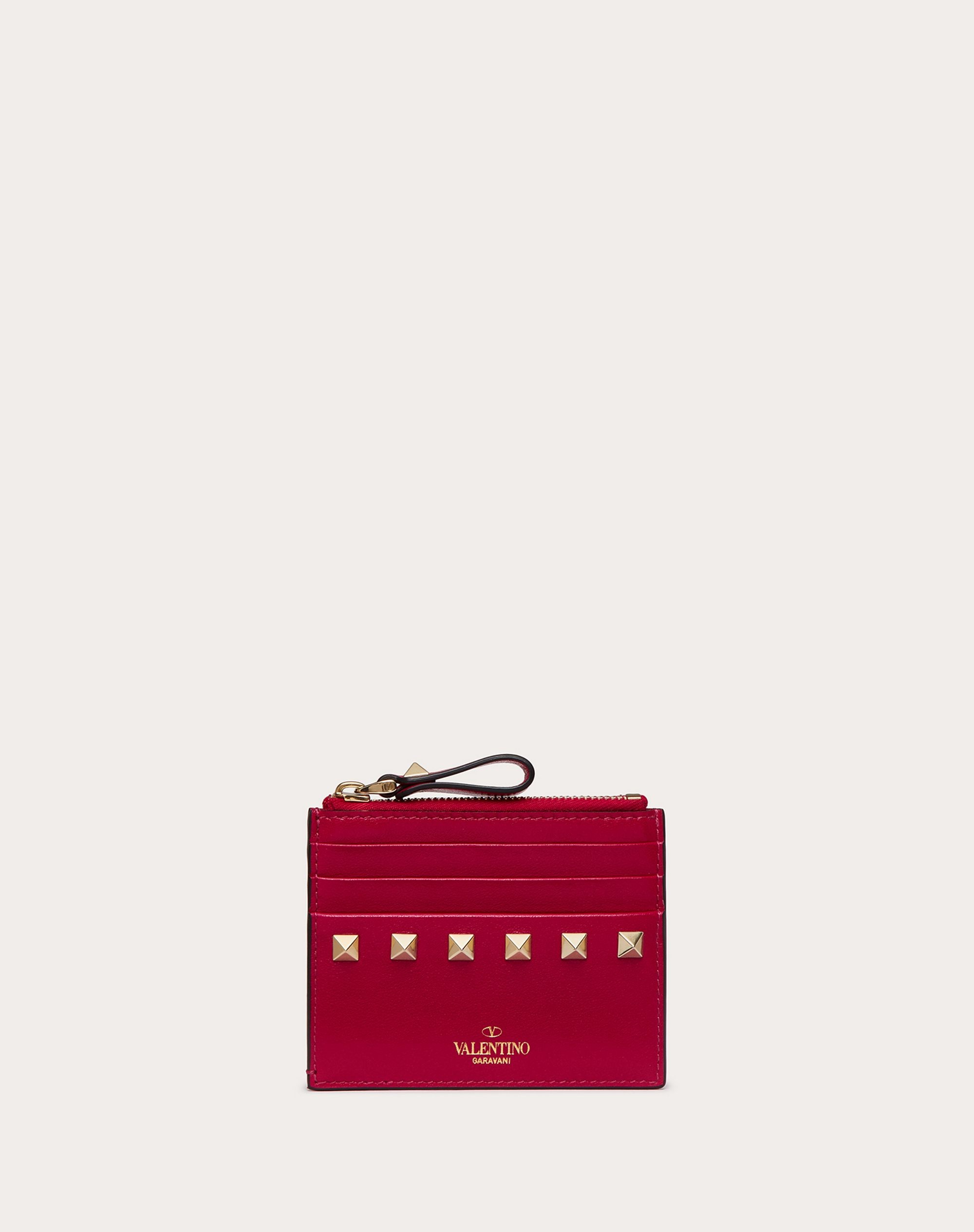 ROCKSTUD CALFSKIN CARDHOLDER WITH ZIPPER - 1