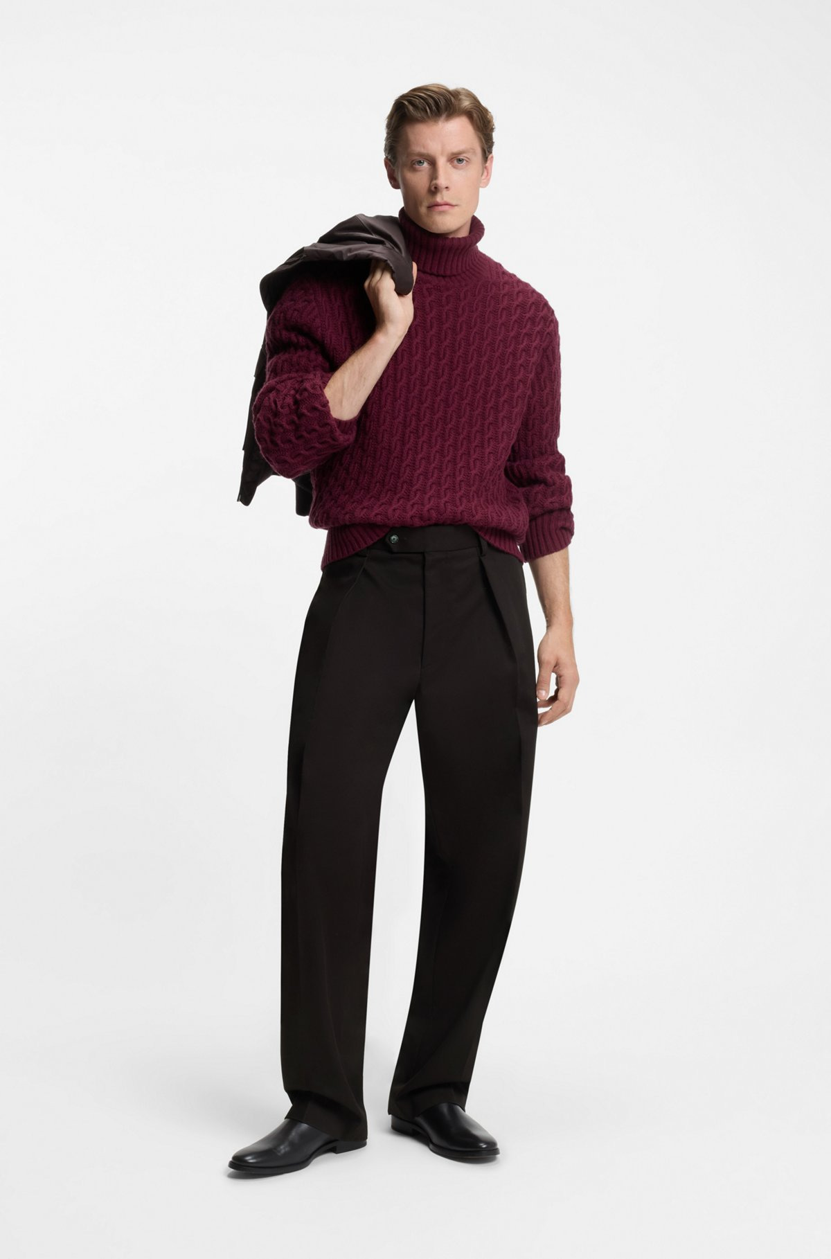 BECKHAM X BOSS MICRO-PATTERNED TROUSERS IN COTTON - 3