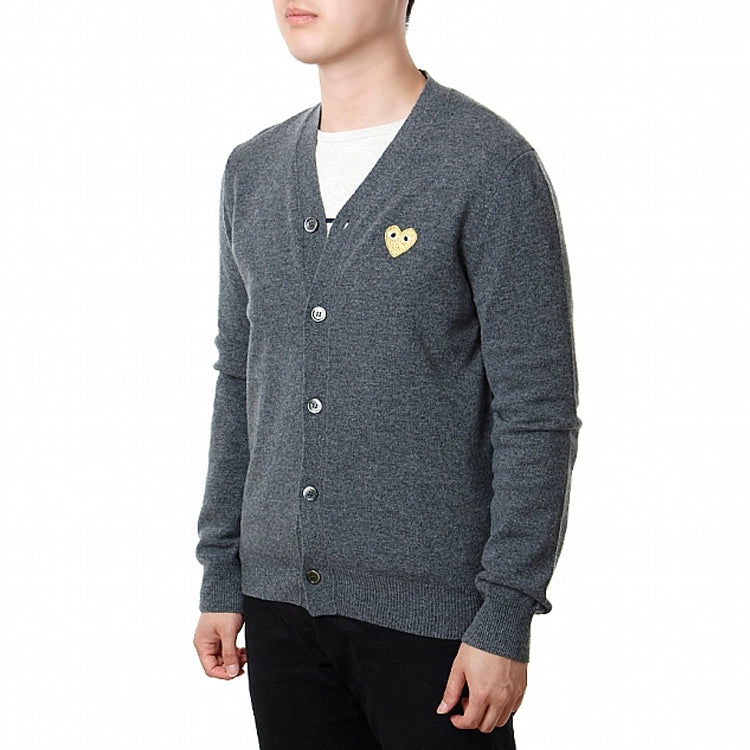 COMME des GARCONS PLAY Kint Cardigan Gold Emblem 'Grey' AZ-N050-051-3 - 4
