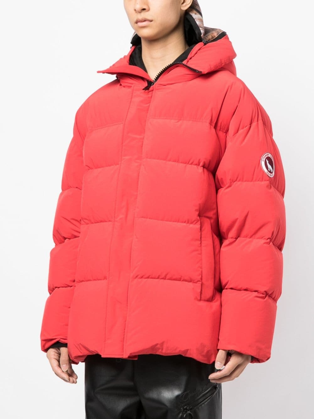 padded animal motif-hoodie jacket - 3