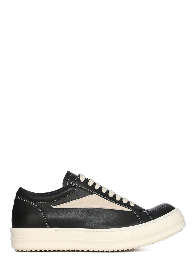 Vintage Suede-trimmed Leather Sneakers - 1