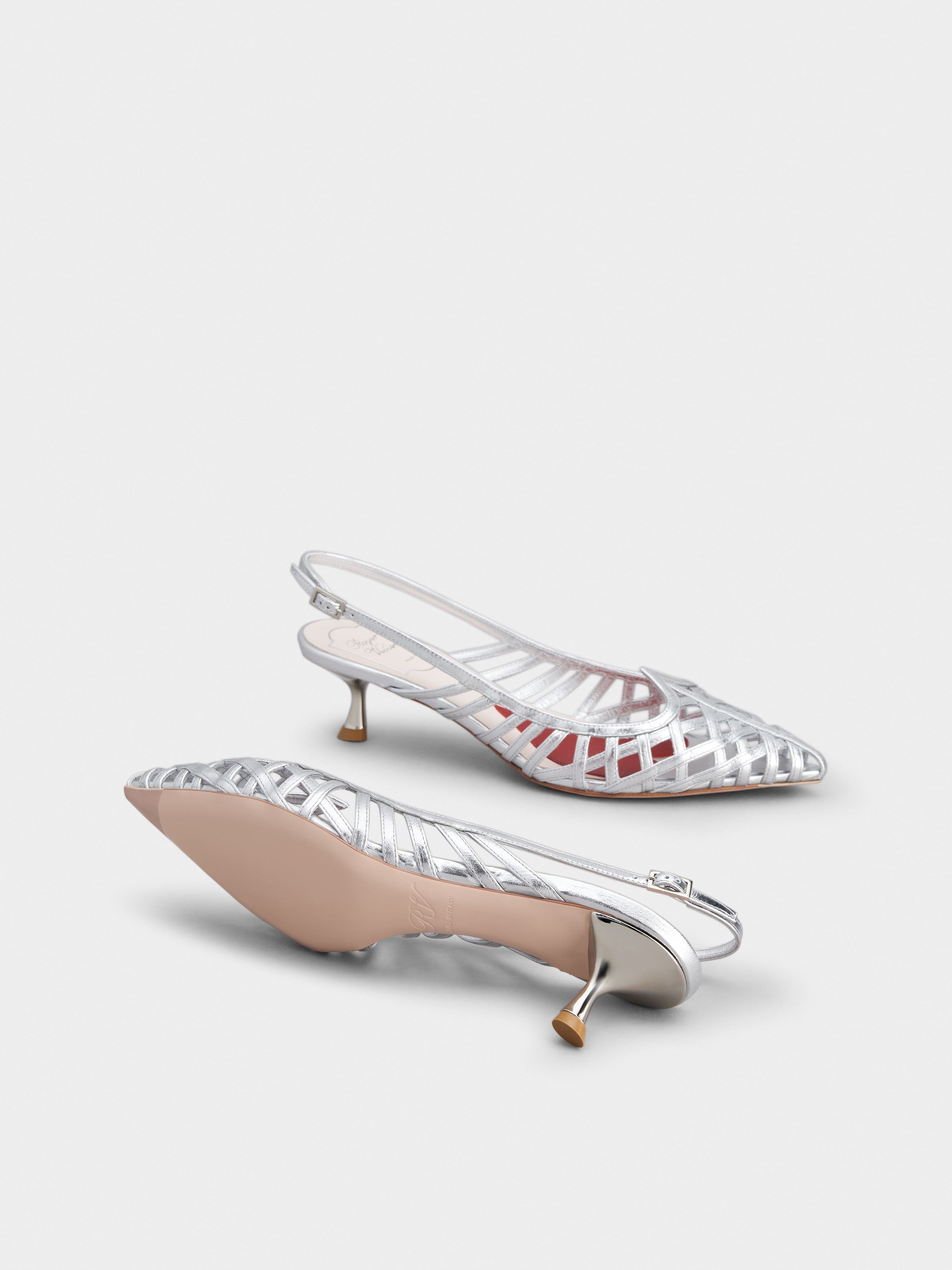I Love Vivier Multistrap Slingback Pumps in Leather - 6