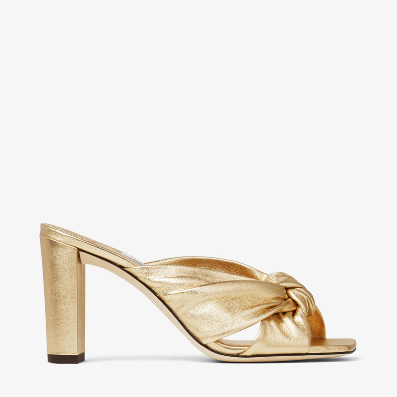 Avenue 85 Gold Metallic Nappa Leather Mules - 1