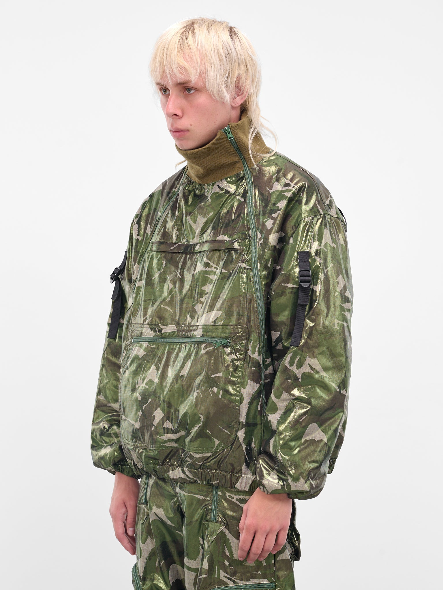 Green Coated Camo Bomber Jacket - 2