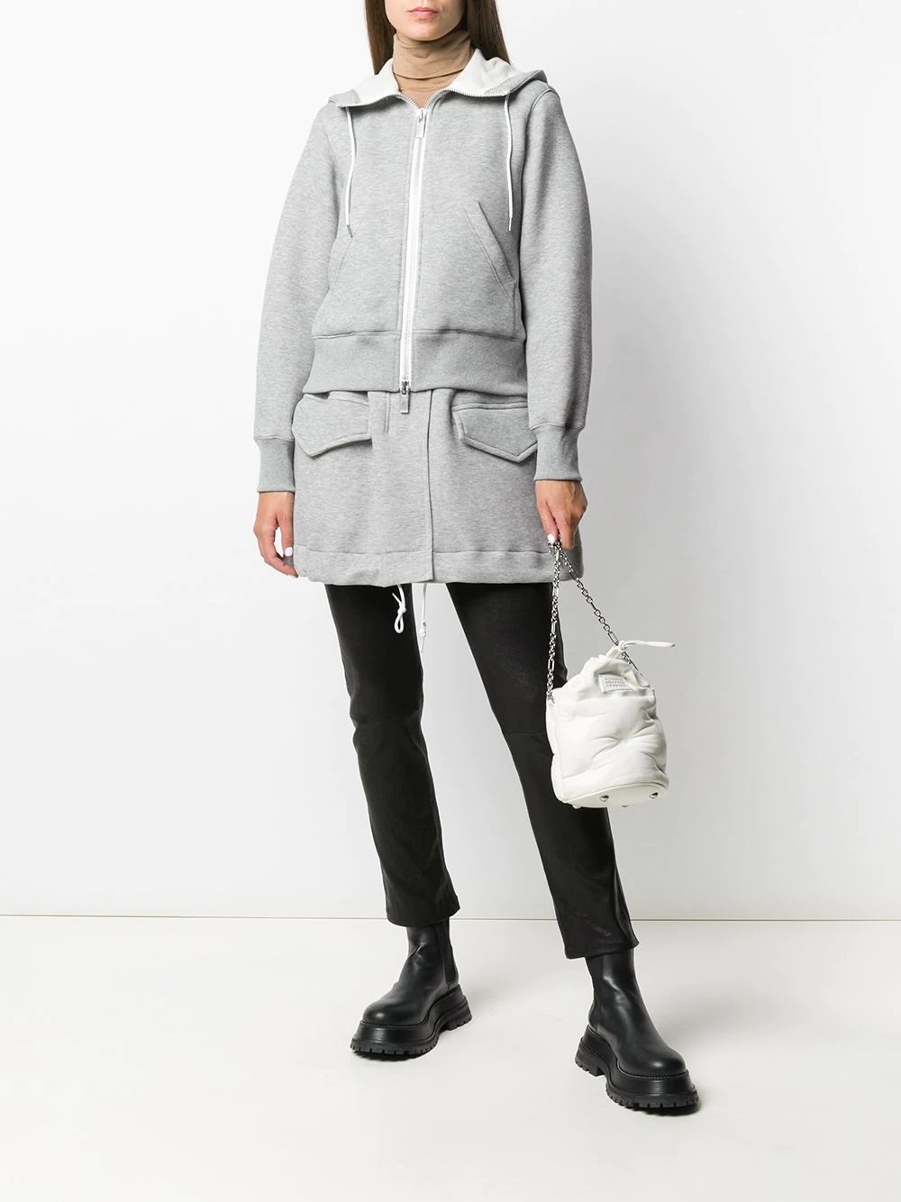 layered zip-up hoodie - 2