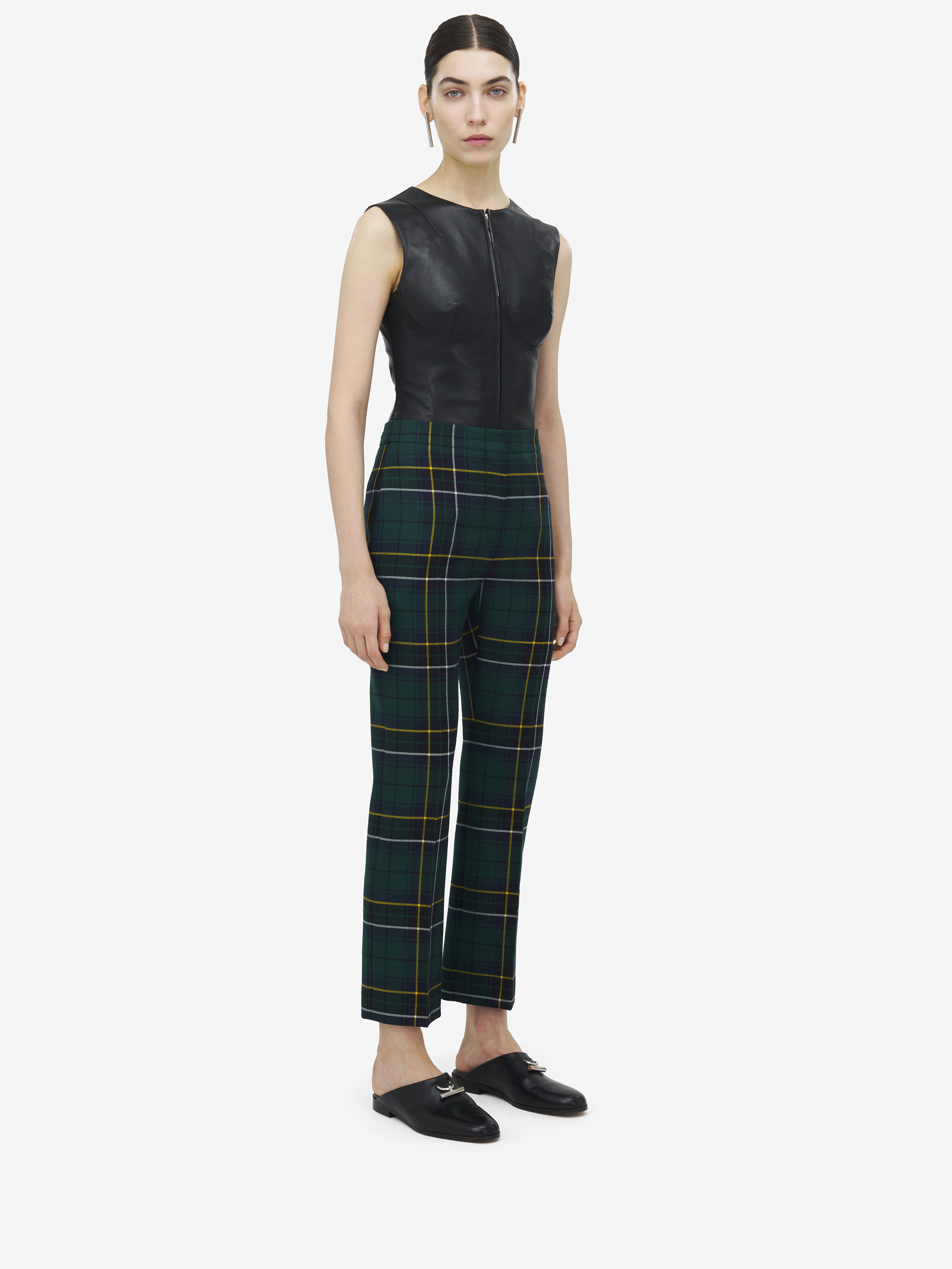 Wool Tartan Cigarette Trousers - 3