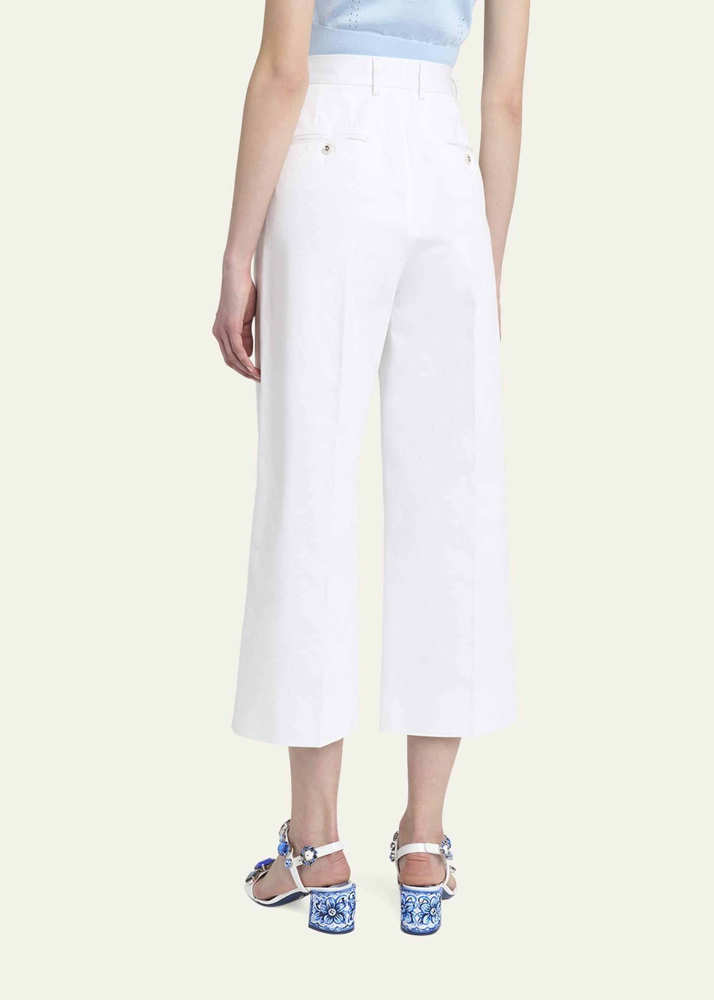 High-Rise Cotton Gabardine Wide-Leg Crop Pants - 3