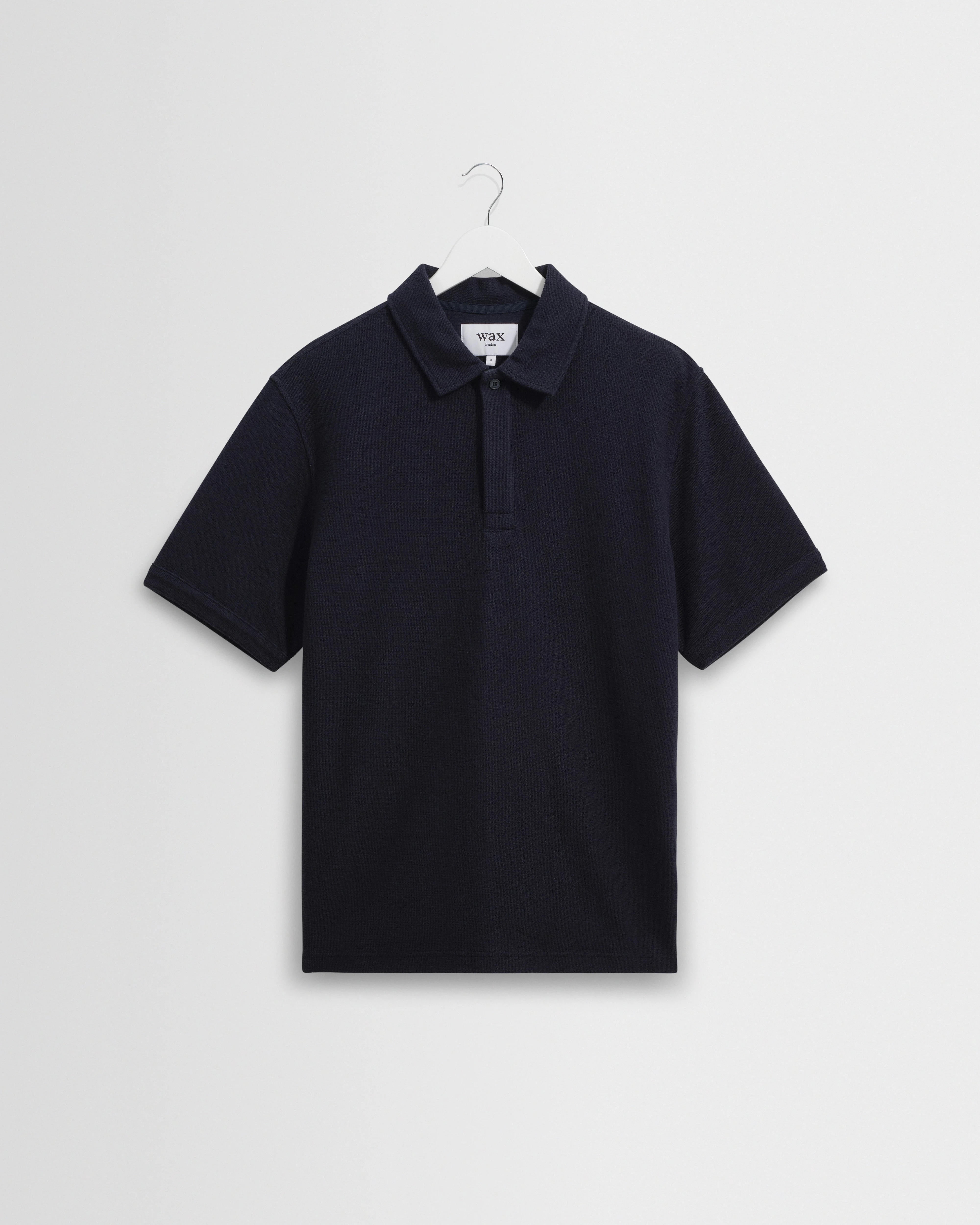 Shore - Navy Textured Organic Cotton Polo Shirt - 1
