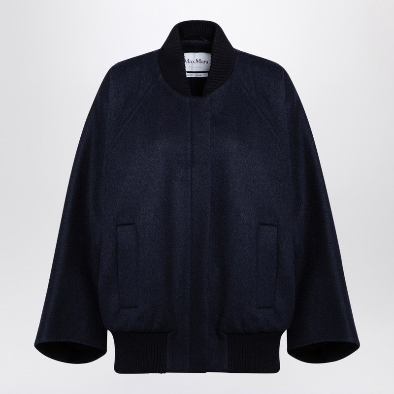 Max Mara Blue Cashmere Cape Bomber Jacket Women - 1