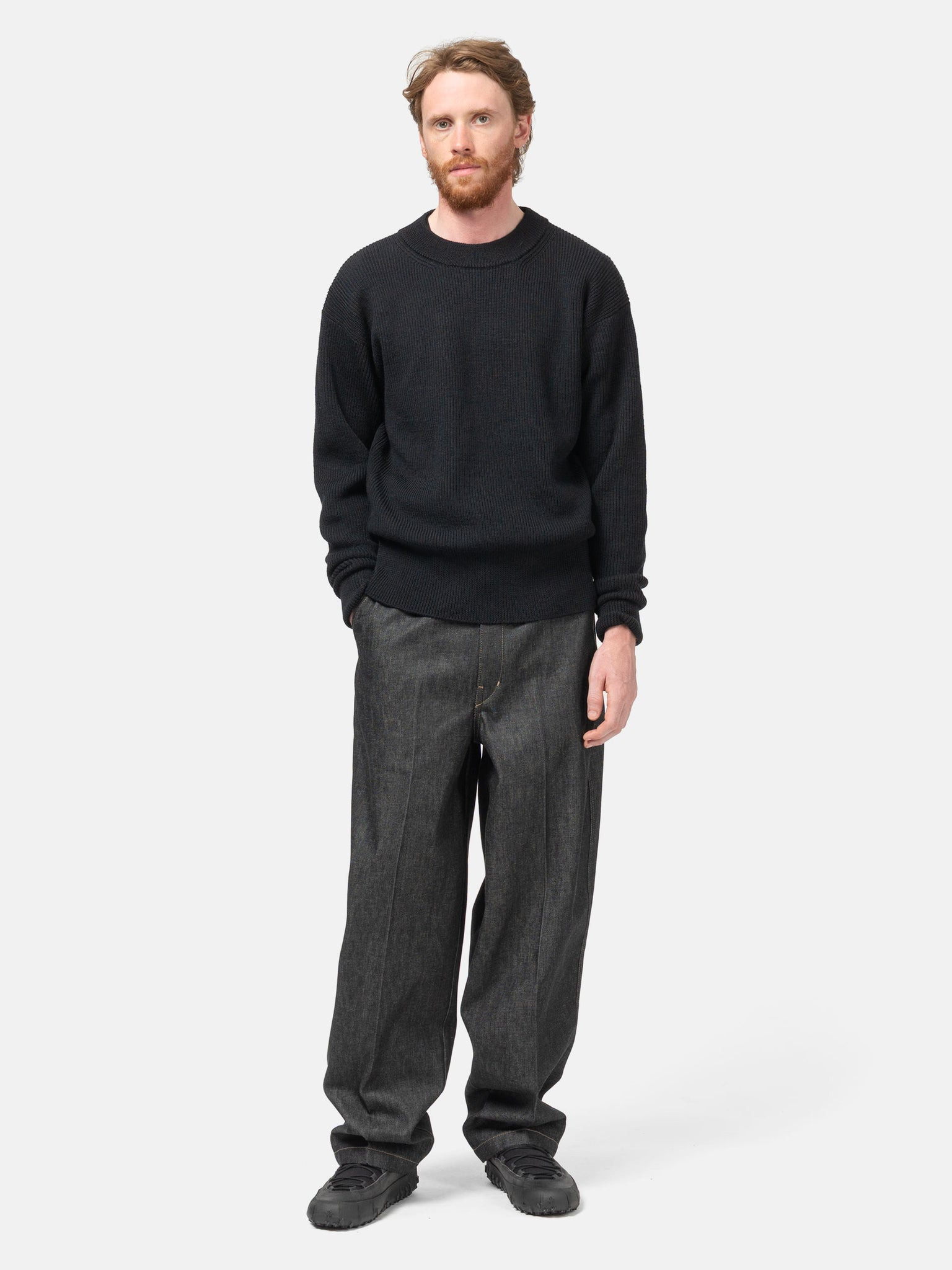 Boxy Round Neck Sweater Black - 2