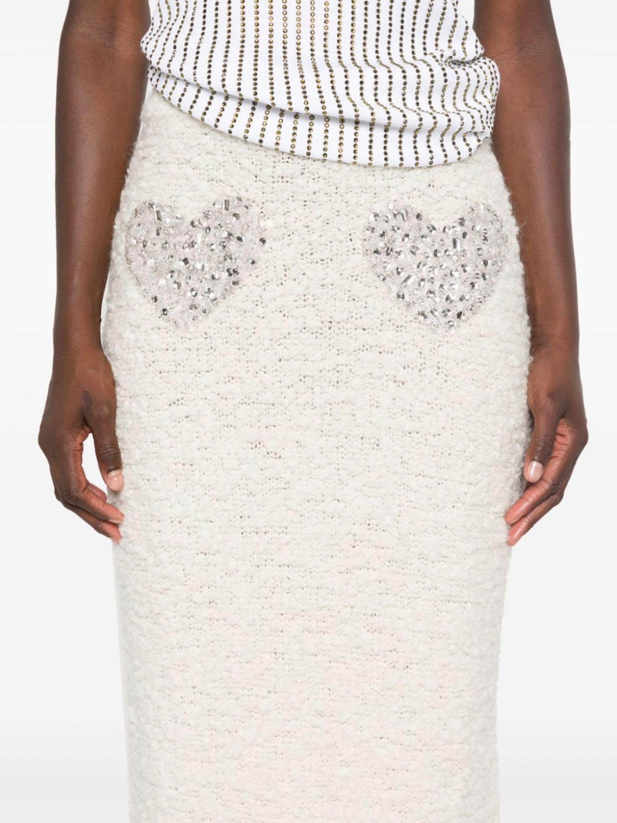 crystal-embellished midi skirt - 5