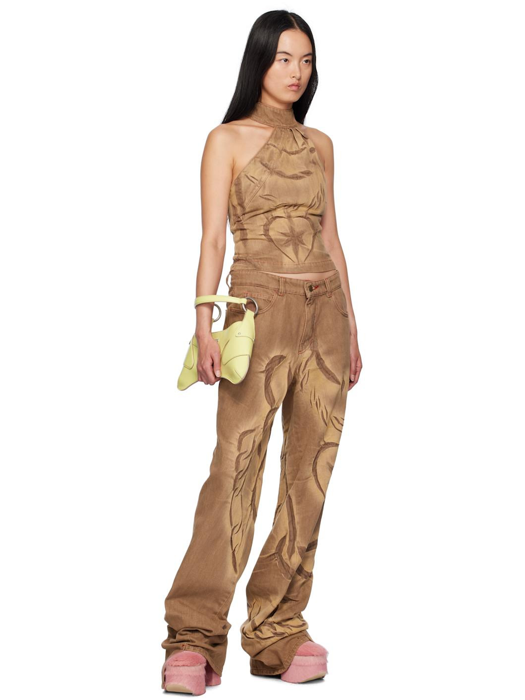 SSENSE Exclusive Brown Chains Halter Denim Tank Top - 4