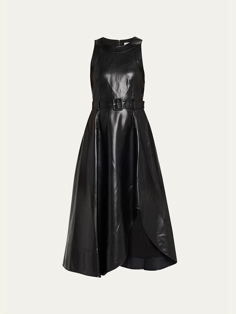Vegan Leather Zelda Midi Dress - 1