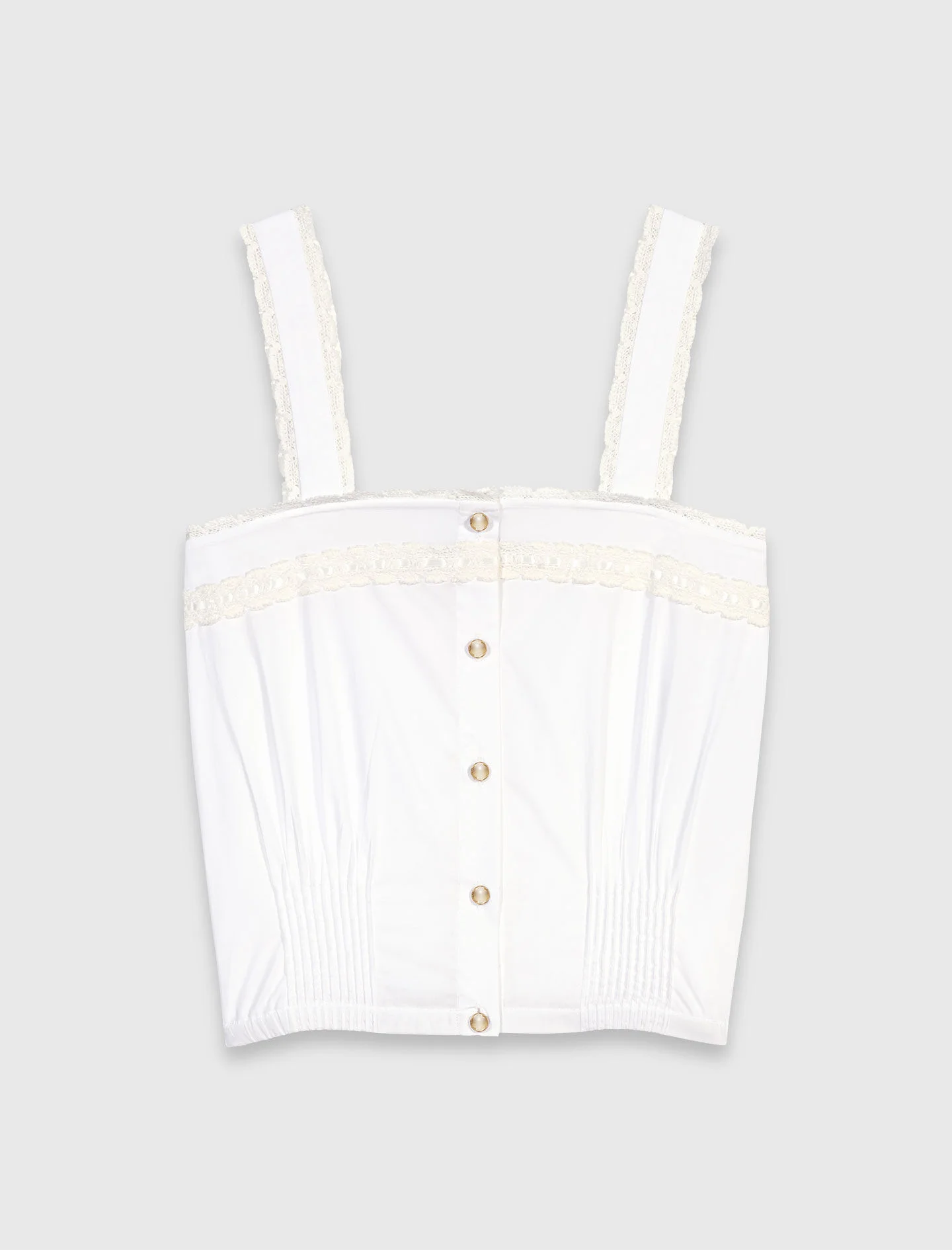 Crop top with lace trim - 1