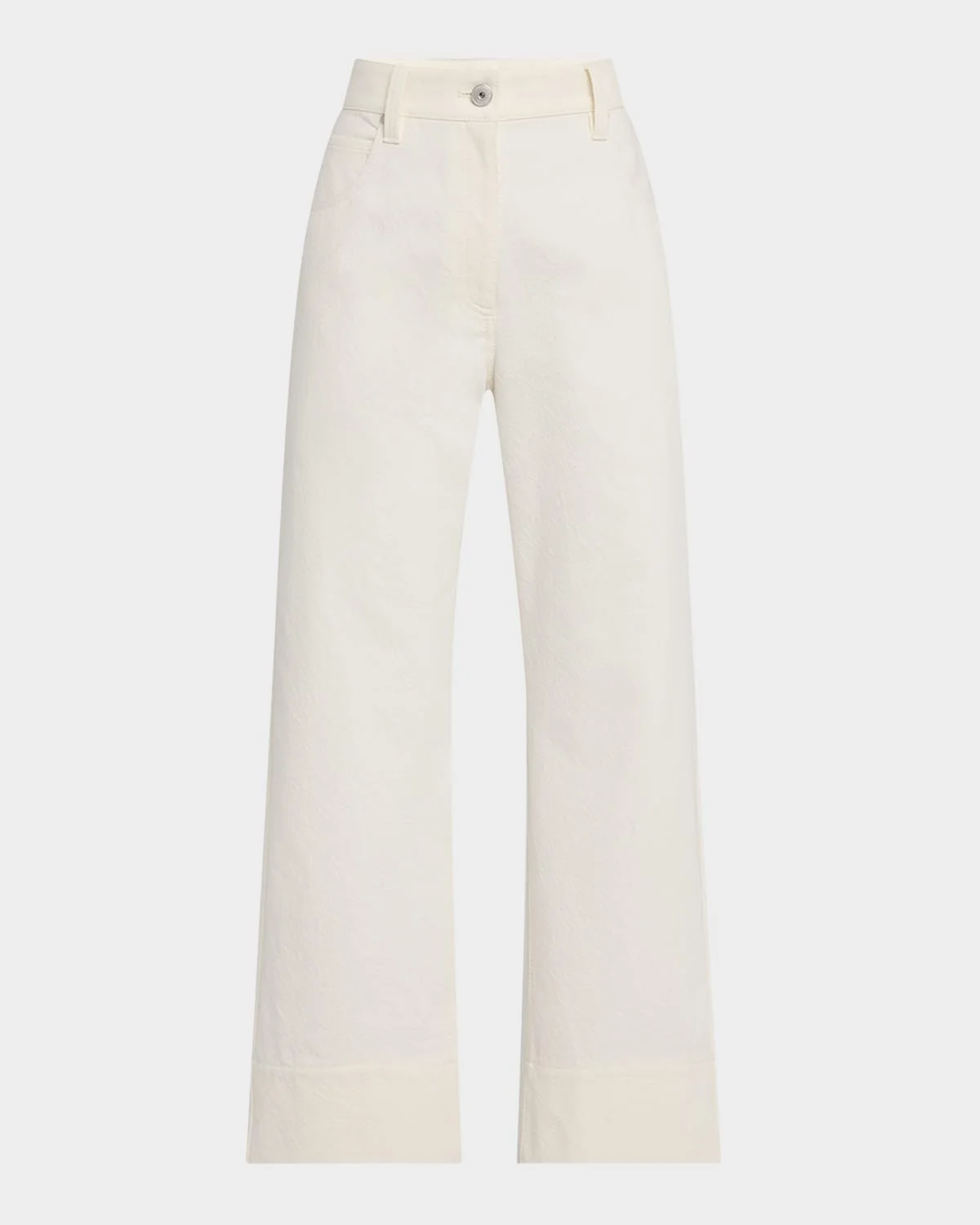 Cotton-Wool Barrel Cuff Wide-Leg Jeans - 1