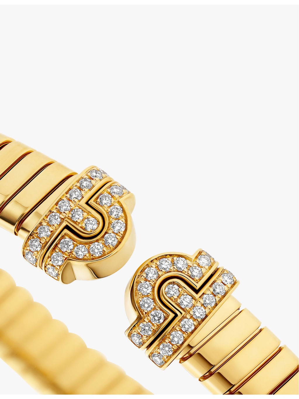 Bvlgari Tubogas 18ct yellow-gold and 0.35ct brilliant-cut diamond bracelet - 3