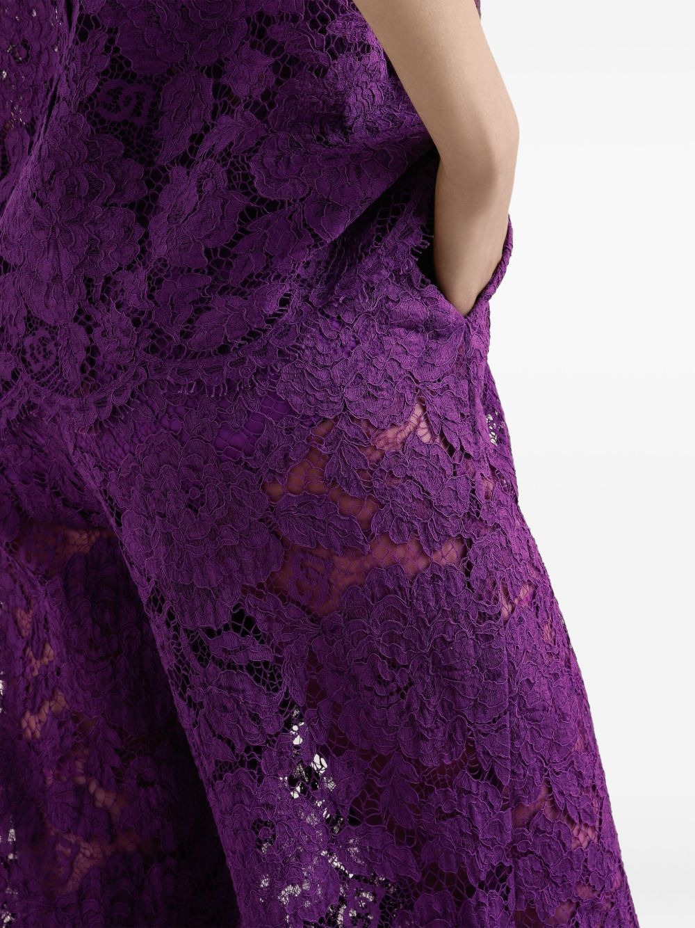 lace-detailing trousers - 5