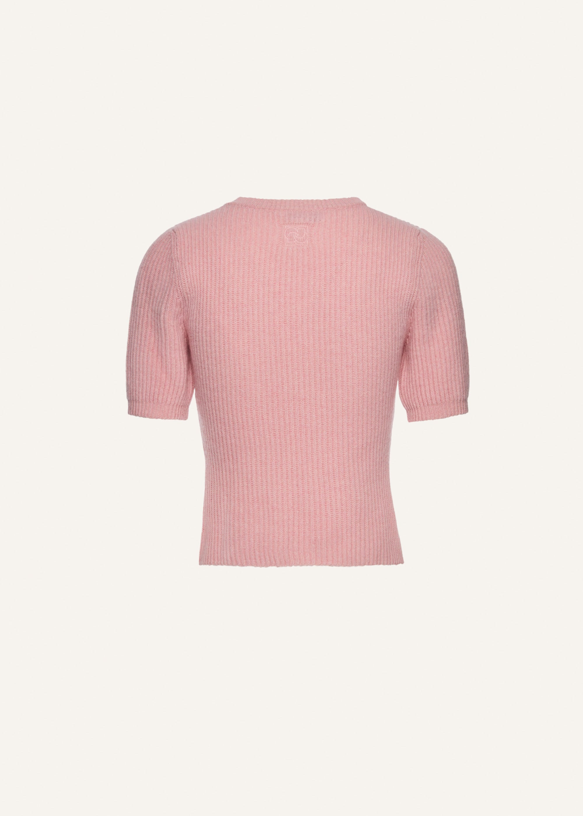 Short sleeve ribbed knitwear top in pink - 2
