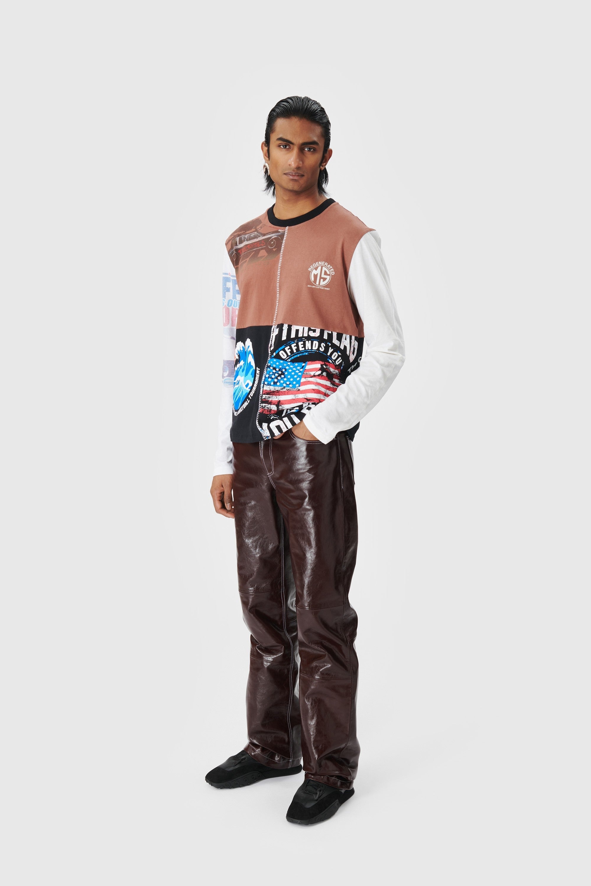Regenerated Graphic T-Shirt Patchwork T-Shirt - 5