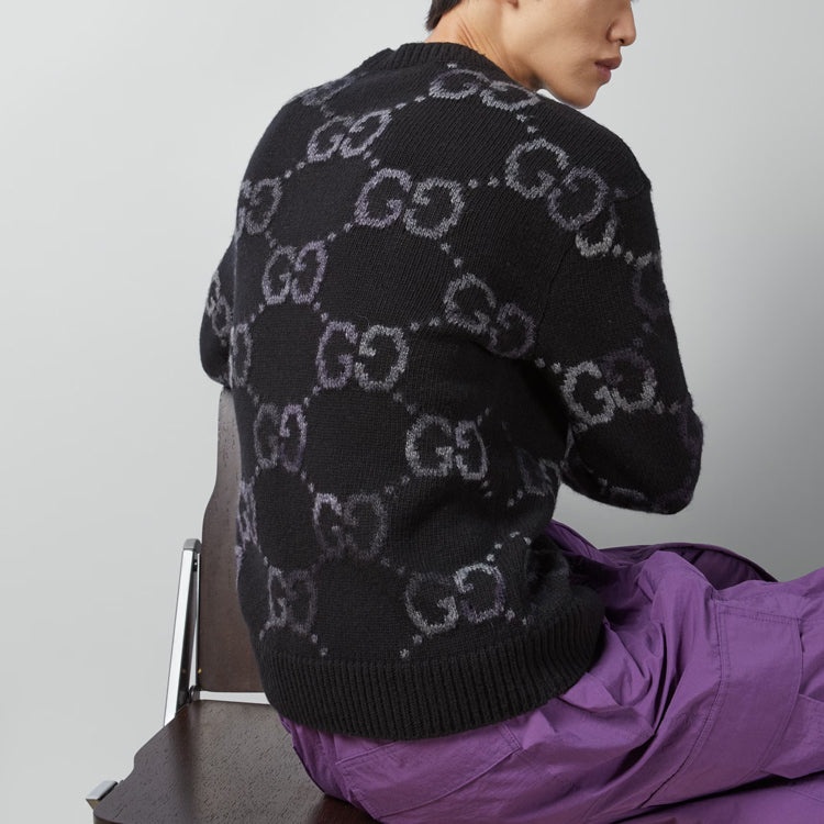 Gucci Wool Jumper With GG Intarsia 'Black' 770509-XKDSJ-1152 - 3