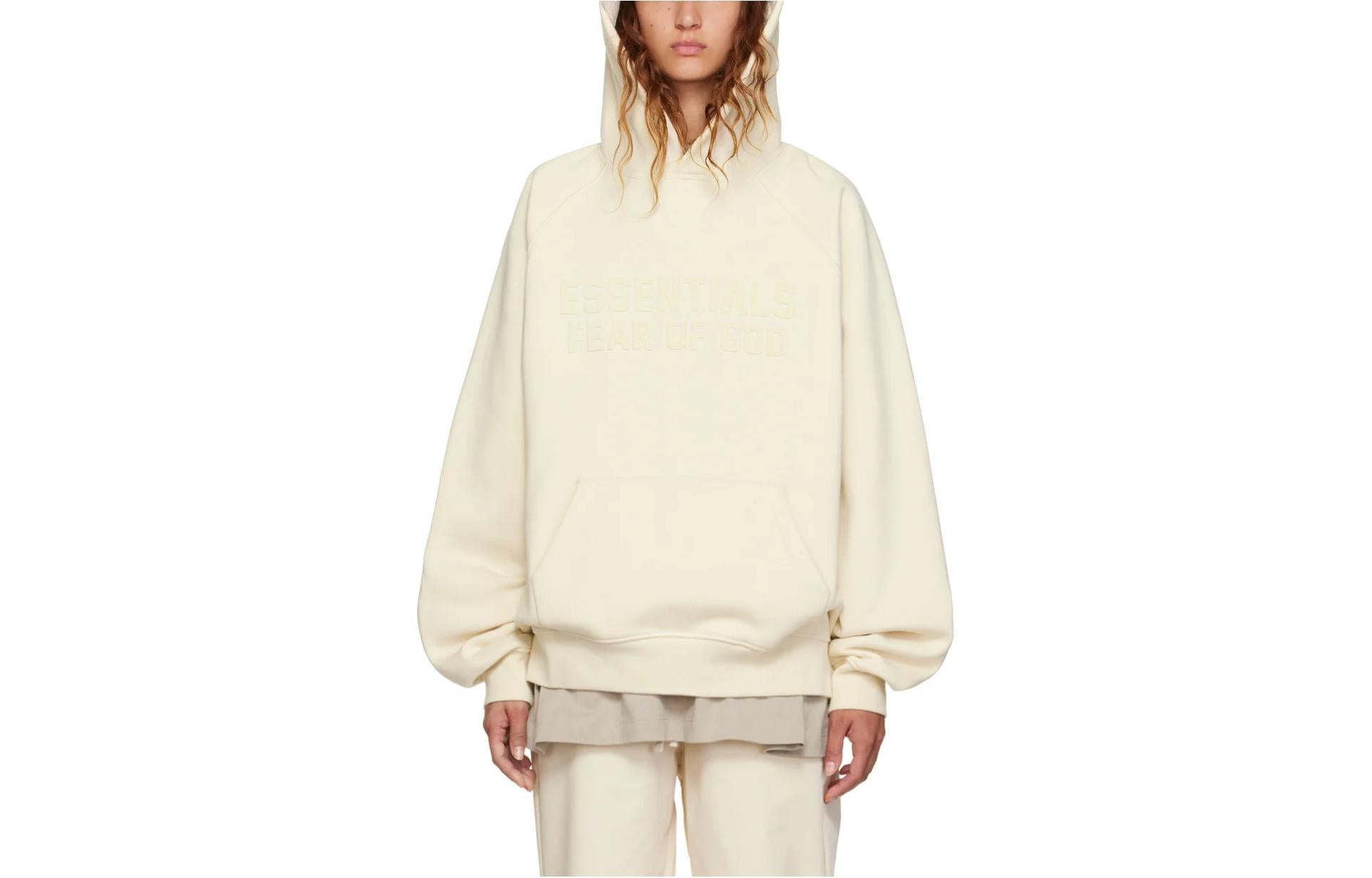 (WMNS) Fear of God Essentials FW22 Raglan Hoodie 'Egg Shell' FOG-FW22-575 - 2